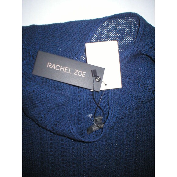 New Rachel Zoe Open Weave Sweater Dark Blue Navy S Small Womens Karla Top Design - Picture 4 of 4